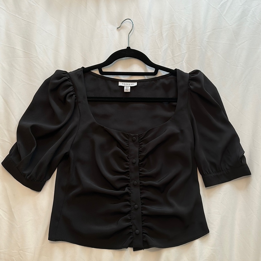 Topshop Gathered Crop Prairie Top
